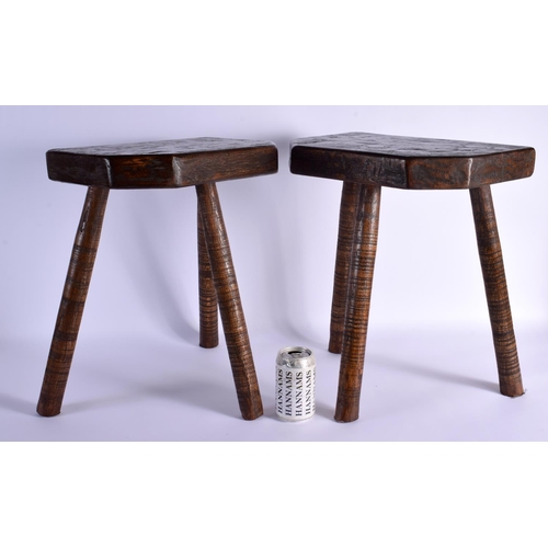 738 - A PAIR OF CUTLERS STOOLS. 45 cm x 26 cm.