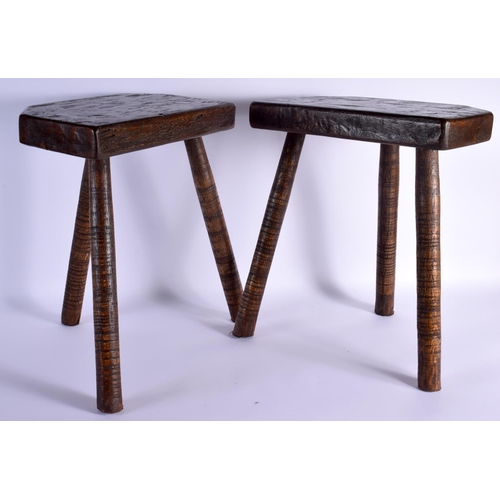 738 - A PAIR OF CUTLERS STOOLS. 45 cm x 26 cm.