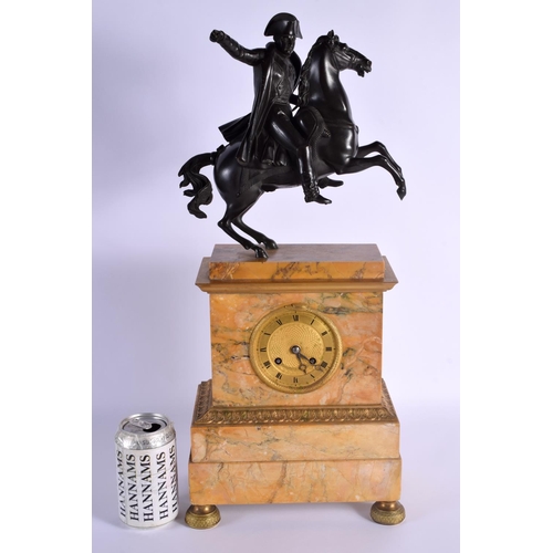 744 - A LARGE 19TH CENTURY ITALIAN SIENNA MARBLE AND BRONZE MANTEL CLOCK. 50 cm x 22 cm.