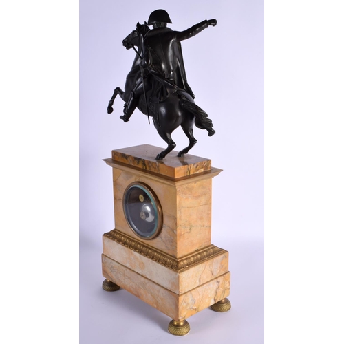 744 - A LARGE 19TH CENTURY ITALIAN SIENNA MARBLE AND BRONZE MANTEL CLOCK. 50 cm x 22 cm.