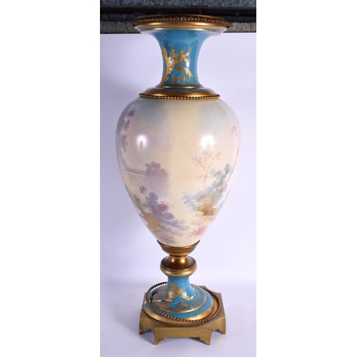 75 - A LARGE 19TH CENTURY FRENCH SEVRES PORCELAIN VASE painted with a female and child within a landscape... 