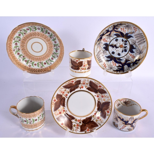 76 - THREE 19TH CENTURY EARLY 19TH CENTURY ENGLISH PORCELAIN CUPS AND SAUCERS in various forms and sizes.... 