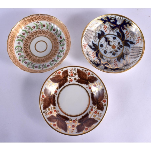 76 - THREE 19TH CENTURY EARLY 19TH CENTURY ENGLISH PORCELAIN CUPS AND SAUCERS in various forms and sizes.... 