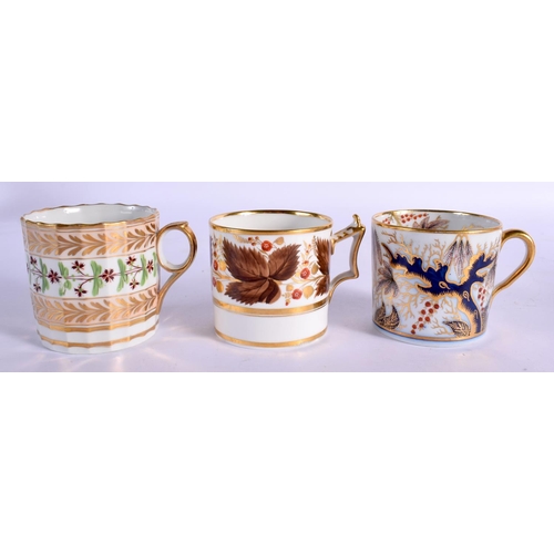 76 - THREE 19TH CENTURY EARLY 19TH CENTURY ENGLISH PORCELAIN CUPS AND SAUCERS in various forms and sizes.... 