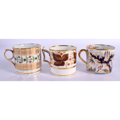 76 - THREE 19TH CENTURY EARLY 19TH CENTURY ENGLISH PORCELAIN CUPS AND SAUCERS in various forms and sizes.... 