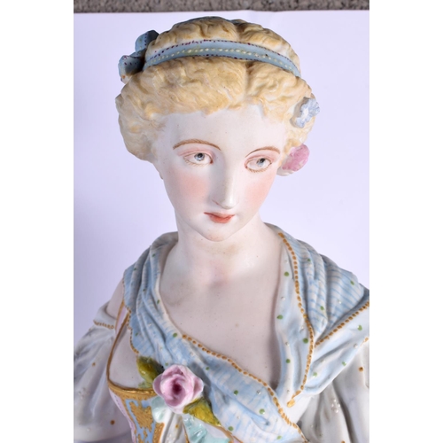 80 - A LARGE 19TH CENTURY FRENCH PARIS BISQUE PORCELAIN FIGURE modelled holding an amphora type jug. 60 c... 