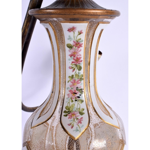 82 - A LARGE 19TH CENTURY BOHEMIAN WHITE OVERLAID VASE converted to a lamp. 60 cm high overall.