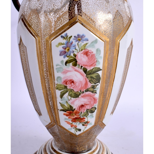 82 - A LARGE 19TH CENTURY BOHEMIAN WHITE OVERLAID VASE converted to a lamp. 60 cm high overall.