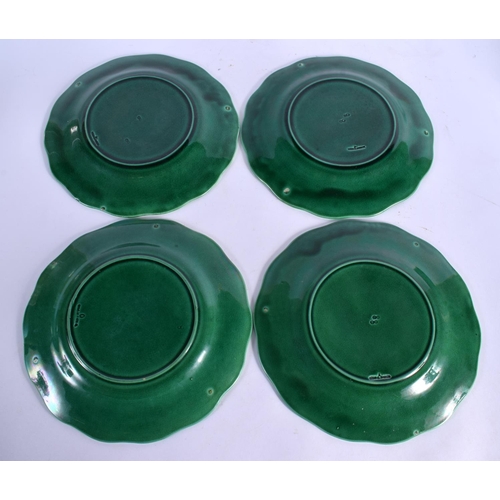 84 - A GROUP OF ANTIQUE WEDGWOOD GREEN GLAZED LETTUCE LEAF DISHES etc. Largest 22 cm diameter. (15)