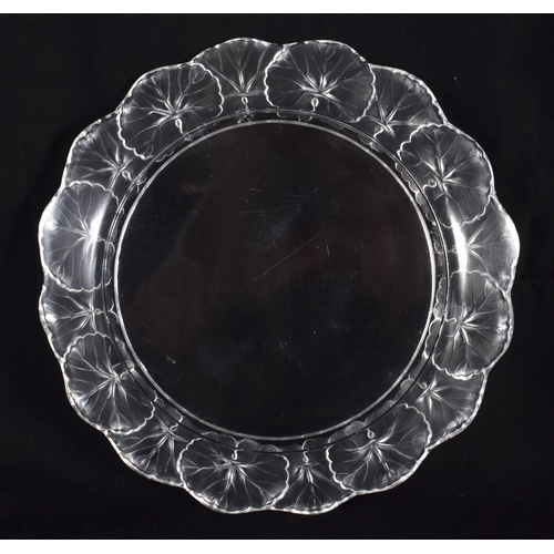 89 - A FRENCH LALIQUE GLASS FLOWER DISH. 21 cm wide.