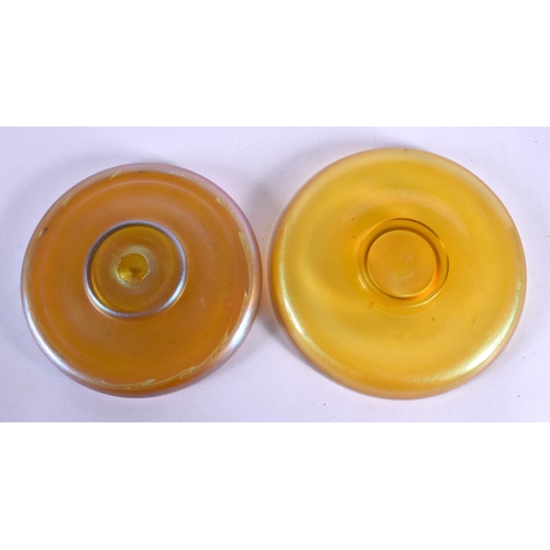 90 - TWO TIFFANY & CO IRIDESCENT GLASS DISHES. Largest 12 cm diameter. (2)