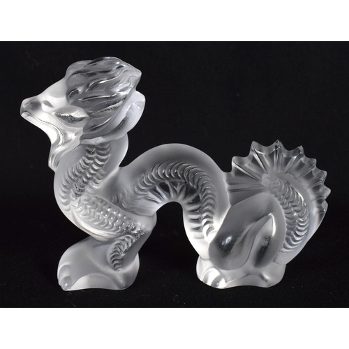 93 - A FRENCH LALIQUE GLASS DRAGON. 8 cm x 5 cm.