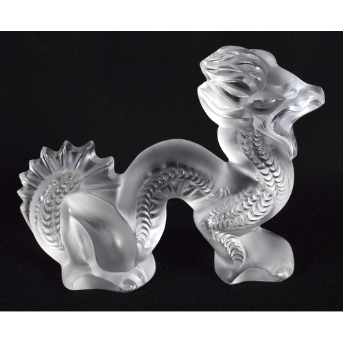 93 - A FRENCH LALIQUE GLASS DRAGON. 8 cm x 5 cm.