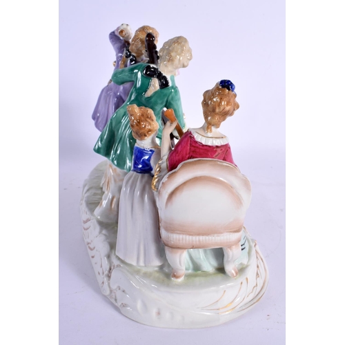 95 - A LARGE CONTINENTAL PORCELAIN FIGURAL GROUP. 25 cm x 18 cm.