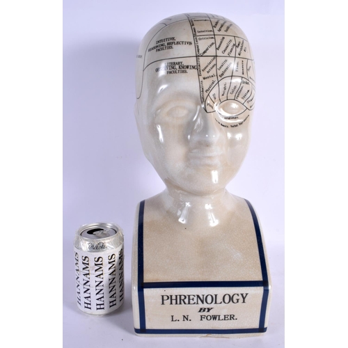 98 - A LARGE PHRENOLOGY POTTERY HEAD. 40 cm x 18 cm.