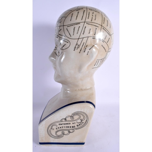 98 - A LARGE PHRENOLOGY POTTERY HEAD. 40 cm x 18 cm.