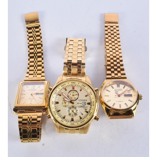 1049 - THREE CITIZEN FASHION WATCHES.  Largest dial 4.4cm incl crown