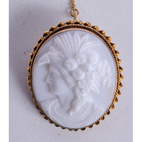 1072 - TWO GOLD MOUNTED CAMEOs.  Stamped 9ct, Largest 4.1cm x 3.1cm, total weight 19.4g (2)