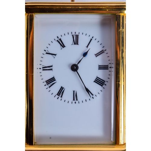 1090 - 2 X CARRIAGE CLOCKS.  10.5cm high, 1 with key