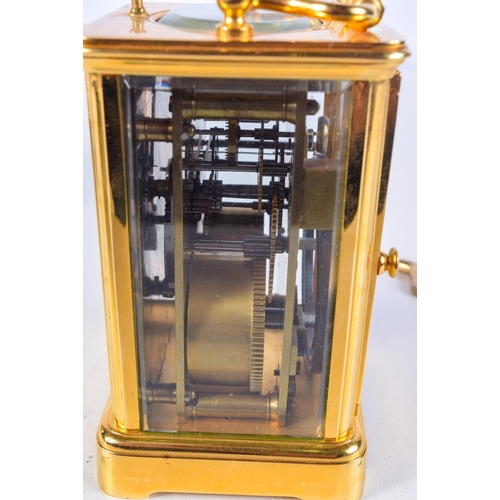 1090 - 2 X CARRIAGE CLOCKS.  10.5cm high, 1 with key