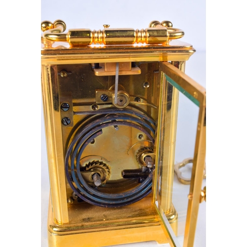 1090 - 2 X CARRIAGE CLOCKS.  10.5cm high, 1 with key