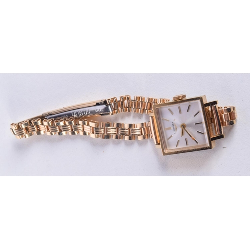 1109 - GOLD PLATED LADIES LONGINES WATCH.  Dial 1.9cm incl crown