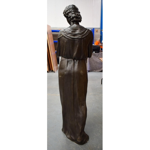 1449 - A LIFE SIZE BRONZE FIGURE OF A STANDING FEMALE. 170 cm x 40 cm.