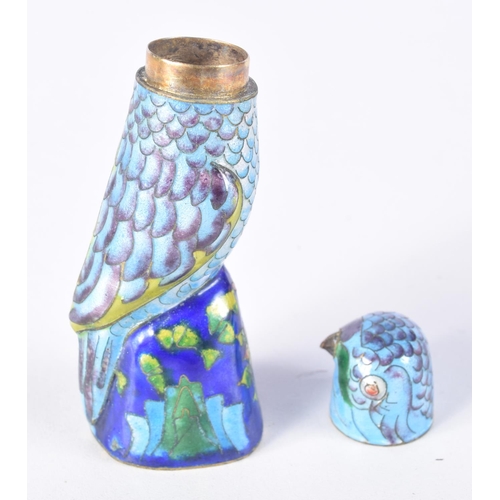 772 - AN ENAMEL BOX AND COVER IN THE FORM OF A BIRD.  9cm x 3.2cm x 3cm, weight 43.1g