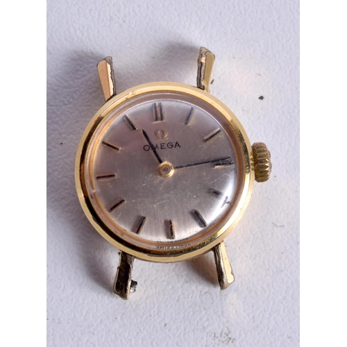 790 - OMEGA WATCH BOX WITH A LADIES OMEGA.  1.9cm diameter incl crown