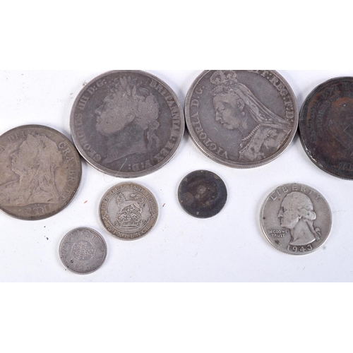 794 - EIGHT SILVER COINS INCLUDING A BIRMINGHAM WORKHOUSE ONE POUND NOTE COIN.  Total weight 105.9g (8)