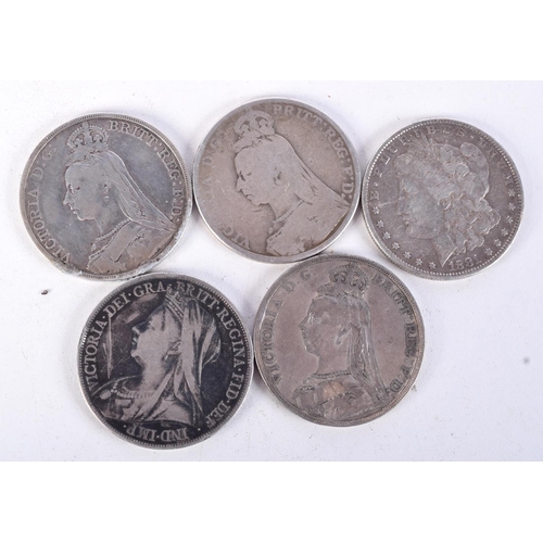 811 - FIVE SILVER COINS.  Weight 136.6g (5)