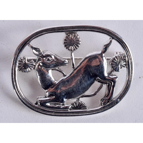 817 - A DANISH STERLING SILVER DEER BROOCH.  Stamped Denmark Sterling, 3.3cm x 2.5cm, weight 7.1g