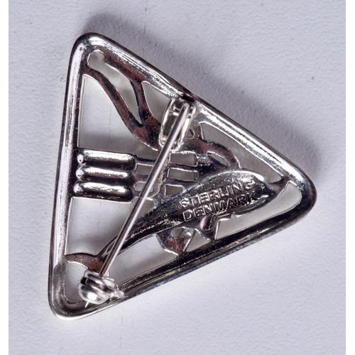 819 - A DANISH STERLING SILVER DOLPHIN BROOCH.  Stamped Denmark Sterling, 3cm x 3.3cm, weight 6.2g