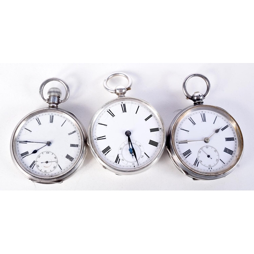 826 - 3 X SILVER POCKET WATCHES.  Hallmarked Birmingham, 5.1cm diameter, total weight 319g (3)