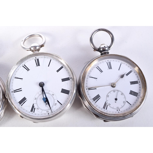 826 - 3 X SILVER POCKET WATCHES.  Hallmarked Birmingham, 5.1cm diameter, total weight 319g (3)