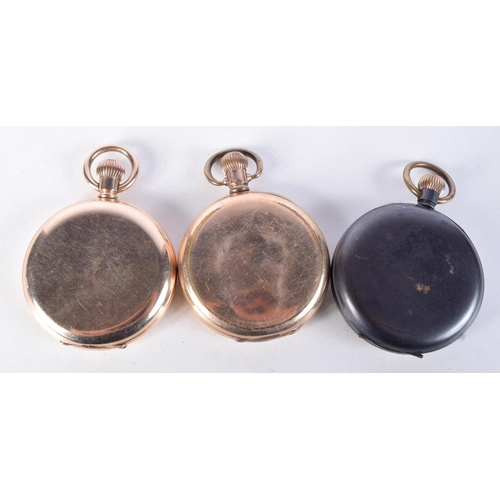 827 - 3 X POCKET WATCHES.  5cm diameter (3)