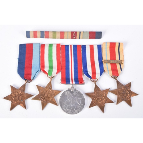 828 - FIVE WORLD WAR TWO MEDALS COMPRISING, WAR MEDAL, AFRICA STAR AND CAMPAIGN STAR, ITALY STAR AND FRANC... 