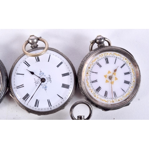 829 - SEVEN LADIES SILVER FOB WATCHES.  Various marks, total weight 278g (7)