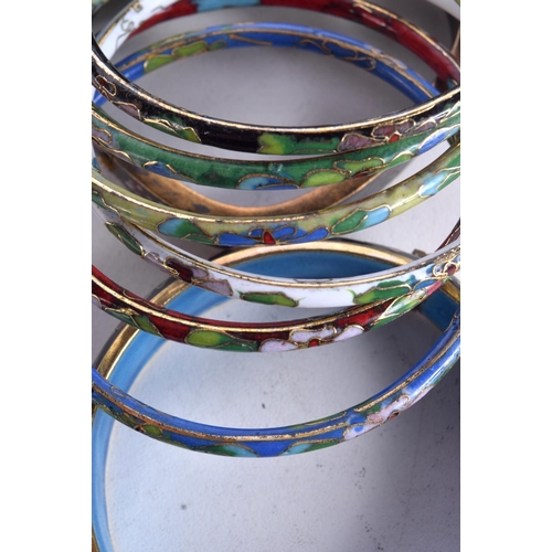 831 - NINE CLOISONNE BANGLES.  (9)