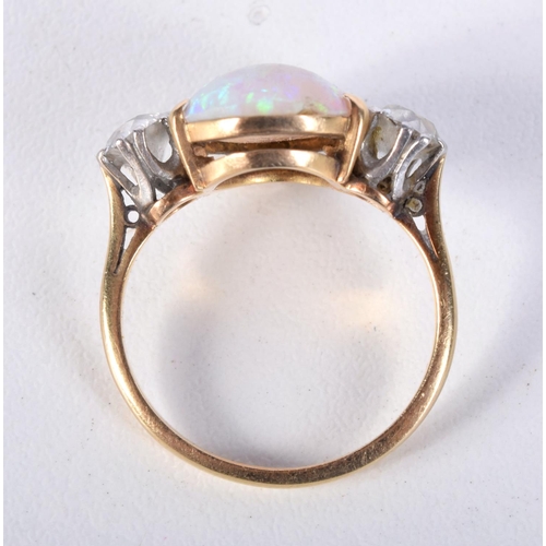 866 - ANTIQUE DIAMOND AND OPAL RING