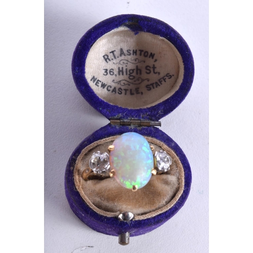 866 - ANTIQUE DIAMOND AND OPAL RING