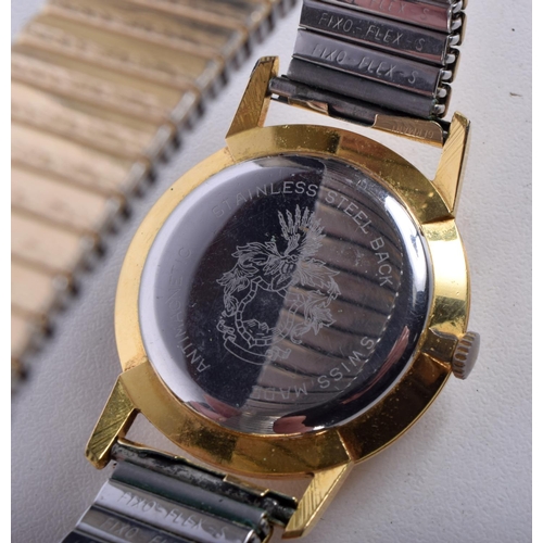 890 - GOLD PLATED OMEGA ANTIMAGNETIC.  Dial 3.4cm incl crown