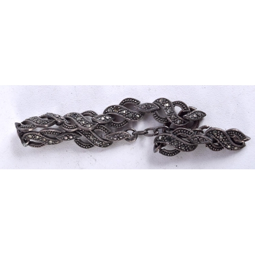 895 - SILVER MARCASITE BRACELET, RING & BROOCH (3)