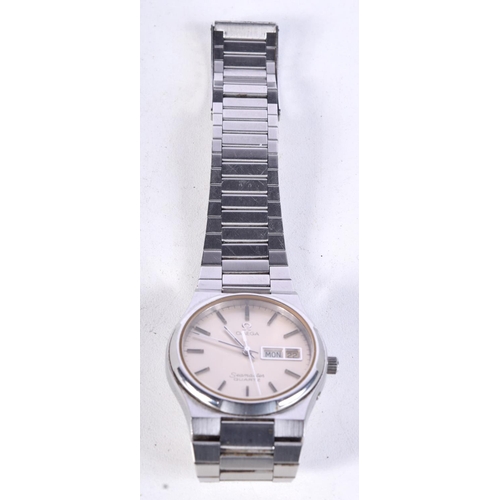 902 - OMEGA SEAMASTER QUARTZ WITH A RARE FLAT LINK BRACELET.  Dial 3.7cm incl crown