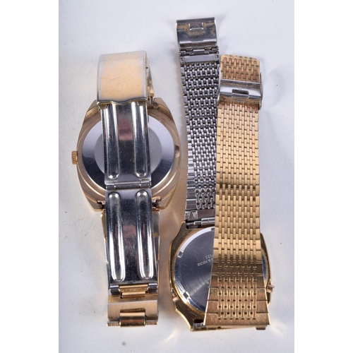 905 - 2 X VINTAGE GOLD PLATED WATCHES.  Largest dial 3.7cm incl crown