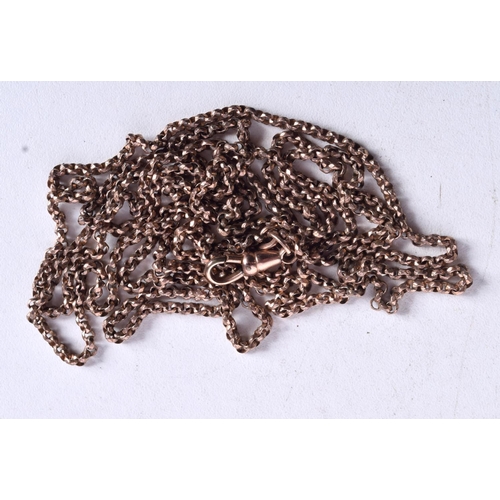 967 - 2 X ROLLED GOLD GUARD CHAINS.  Longest 136cm, total weight 55.4g