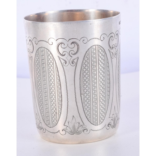 980 - AN AUSTRIAN SILVER BEAKER.  Marked Vienna, 7.2cm x 5.7cm, weight 86.5g