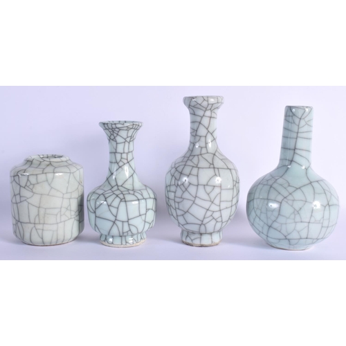 1509 - FOUR CHINESE GE TYPE CRACKLE GLAZED VASES 20th Century. Largest 17 cm high. (4)