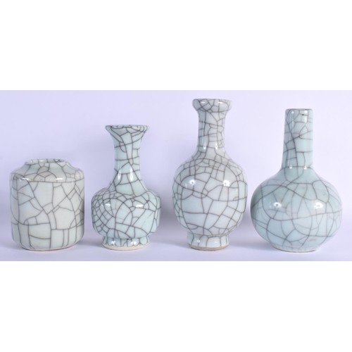 1509 - FOUR CHINESE GE TYPE CRACKLE GLAZED VASES 20th Century. Largest 17 cm high. (4)