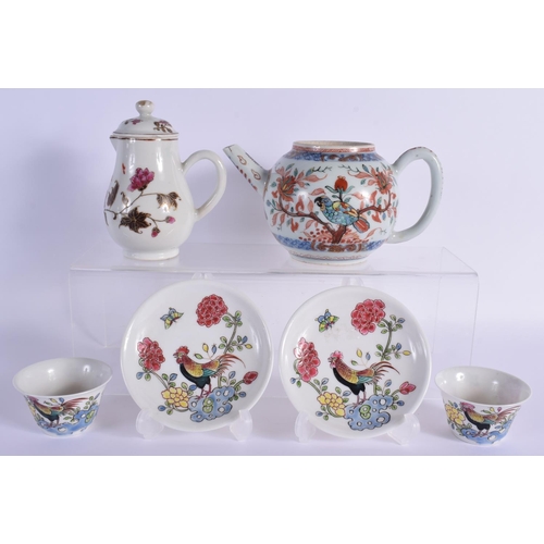 1514 - A RARE 17TH/18TH CENTURY CHINESE FAMILLE VERTE PORCELAIN TEAPOT AND COVER Kangxi, together with tea ... 